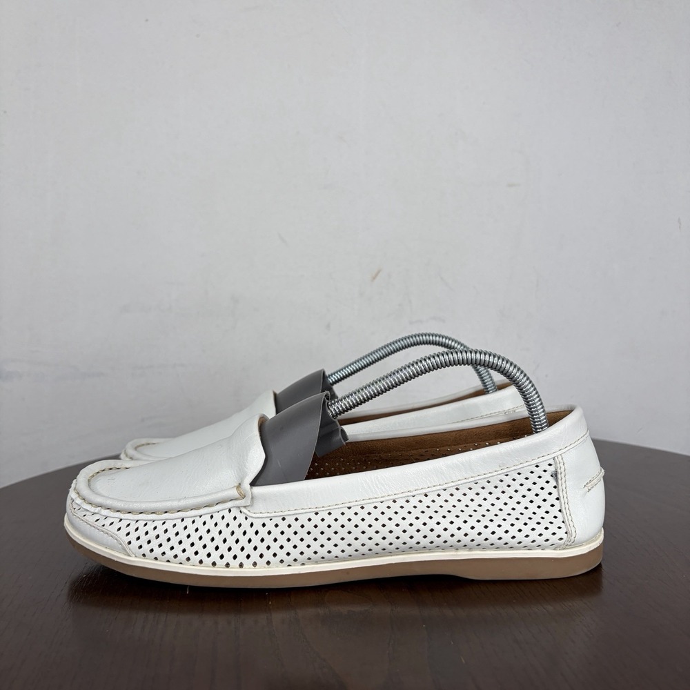 Naturalizer Henrick Shoes Women's 7.5M White N5 Comfort Perforated Flats Loafers